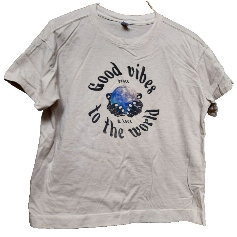 Good Vibes to the World Peace and Love T-Shirt Old Navy Size M SHARE THE LOVE